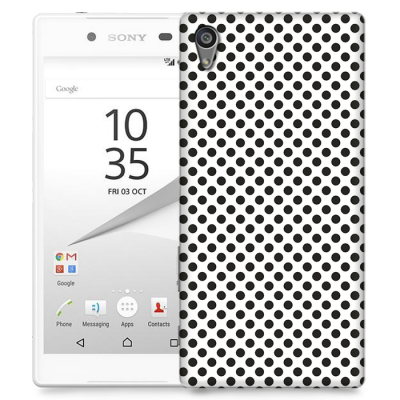 Skal till Sony Xperia Z5 - Polkadots - Vit/Svart