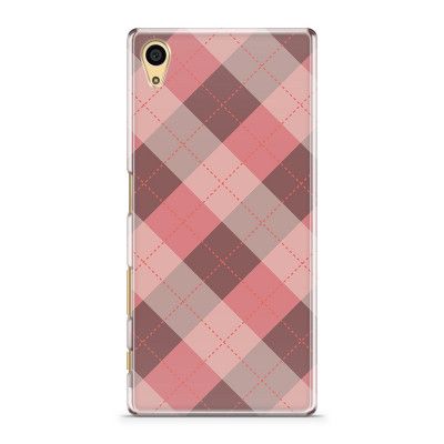 Skal till Sony Xperia Z5 - Rutig - Rosa/Grå