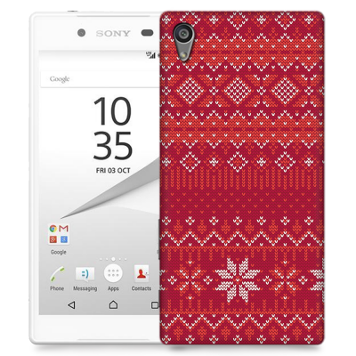 Skal till Sony Xperia Z5 - Stickat - Röd/Vit
