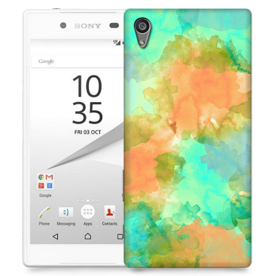 Skal till Sony Xperia Z5 - Vattenfärg - Grön/Orange