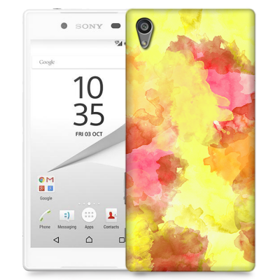 Skal till Sony Xperia Z5 - Vattenfärg - Gul/Röd