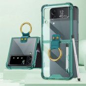 GKK Galaxy Z Flip 4 Skal Ringhållare med Stylus Penna - Grön