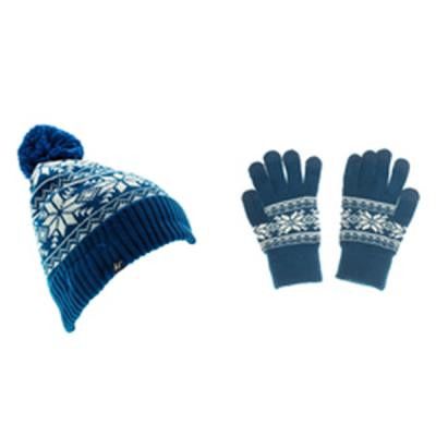 KITSOUND Mössa och Vante Kit HörlursMössa Fair Isle Blå