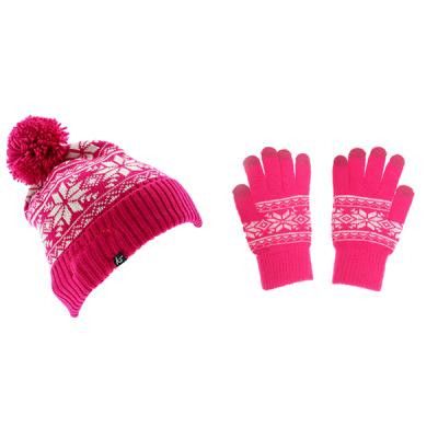 KITSOUND Mössa och Vante Kit HörlursMössa Fair Isle Rosa