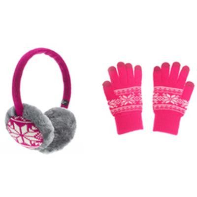 KITSOUND Muff och Vante Kit HörlursMuff Fair Isle Rosa