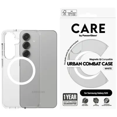 CARE By PanzerGlass Galaxy S25 Mobilskal MagSafe QI Urban Combat - Vit