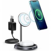 Choetech Magsafe 2in1 Magnetic Holder Qi Wireless Charger - Grå