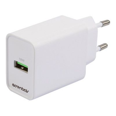 Essentials Wall Charger, 18W, Fast Charging, USB-A, Vit