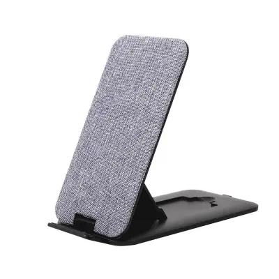 GEAR - Trådlös QI Laddare USB-C Ansl. 10W Grå Textil Ställfunktion