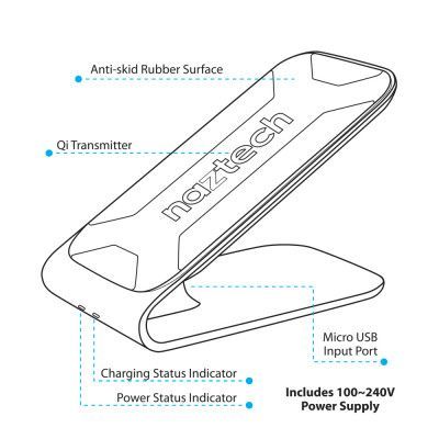 Naztech Trådlös Laddare med Qi Teknologi