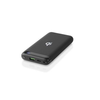 Trådlös Qi-certifierad powerbank, 1x USB-A snabbladdning, 1x USB-C PD